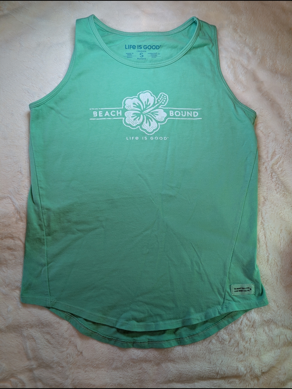 Life Is Good "Beach Bound" Green Tank Top Size Small Women's